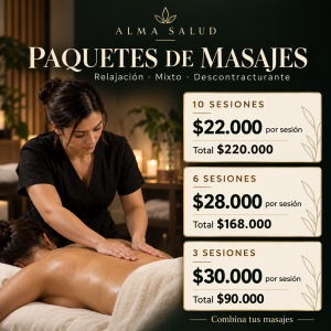 Paquetes de Masajes · 3, 6 y 10 Sesiones